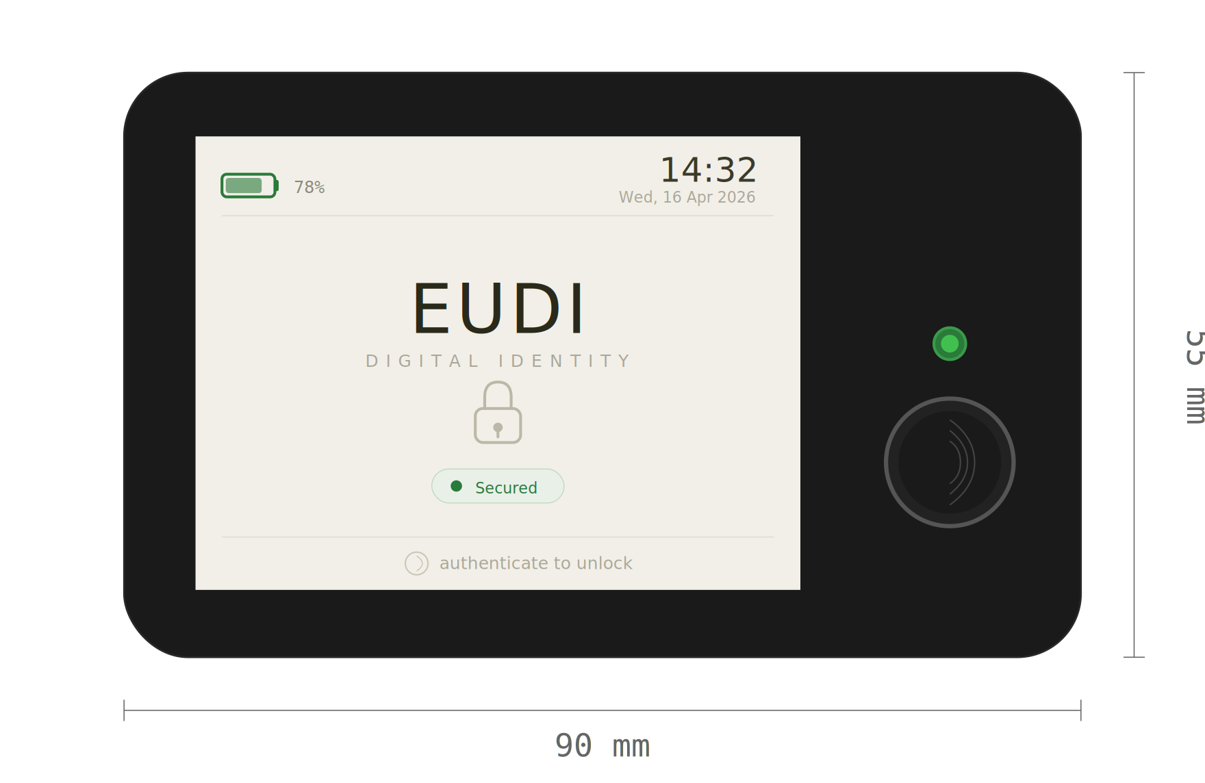 EUDI — dispozitiv cu NFC și ecran tactil pentru identitate digitală