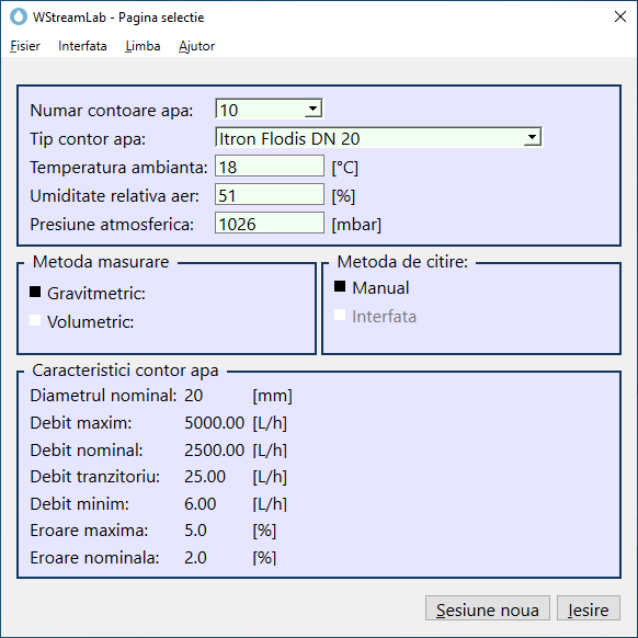 WStreamLab - Pagina de selectie